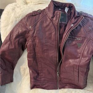 Guess Maroon Leather Jacket